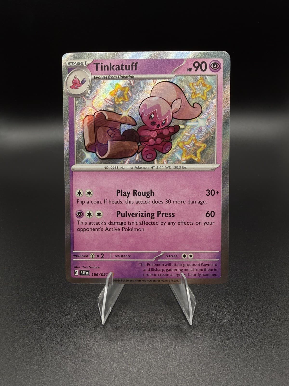 Tinkatuff 166/091 Shiny Rare Paldean Fates Pokemon Near Mint