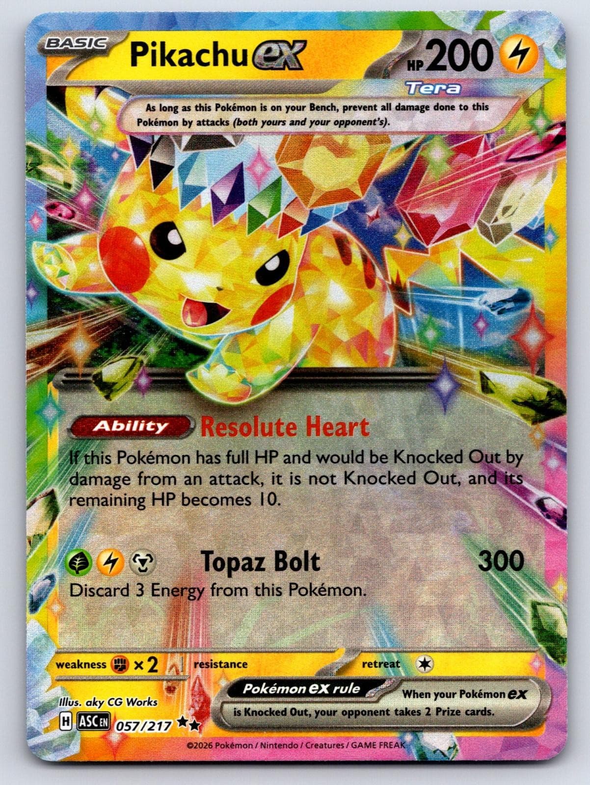 Pikachu ex 057/217 Double Rare Ascended Heroes Pokemon Holo