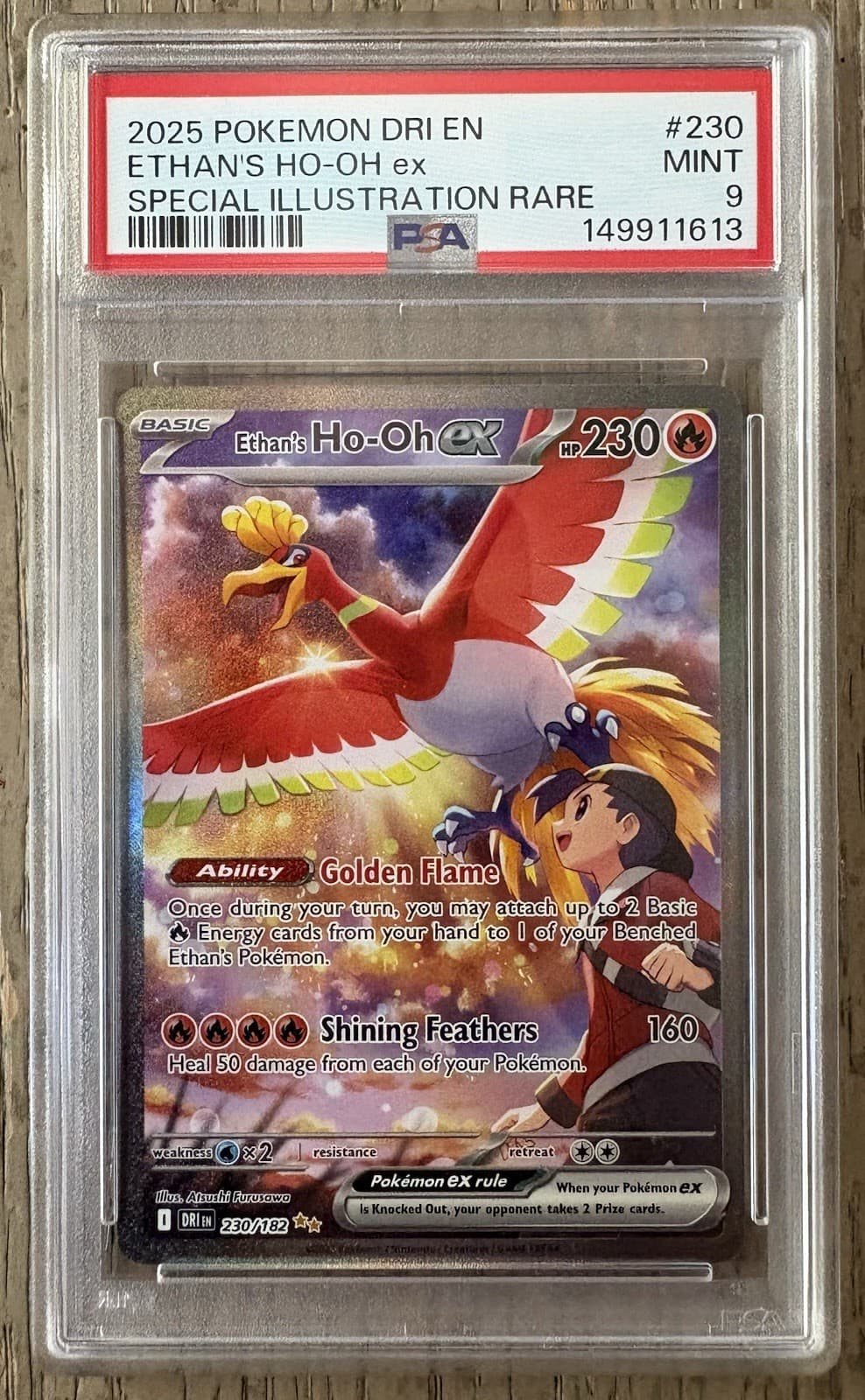 Pokémon TCG Ethan's Ho-Oh ex 230/182 Destined Rivals SIR - PSA 9