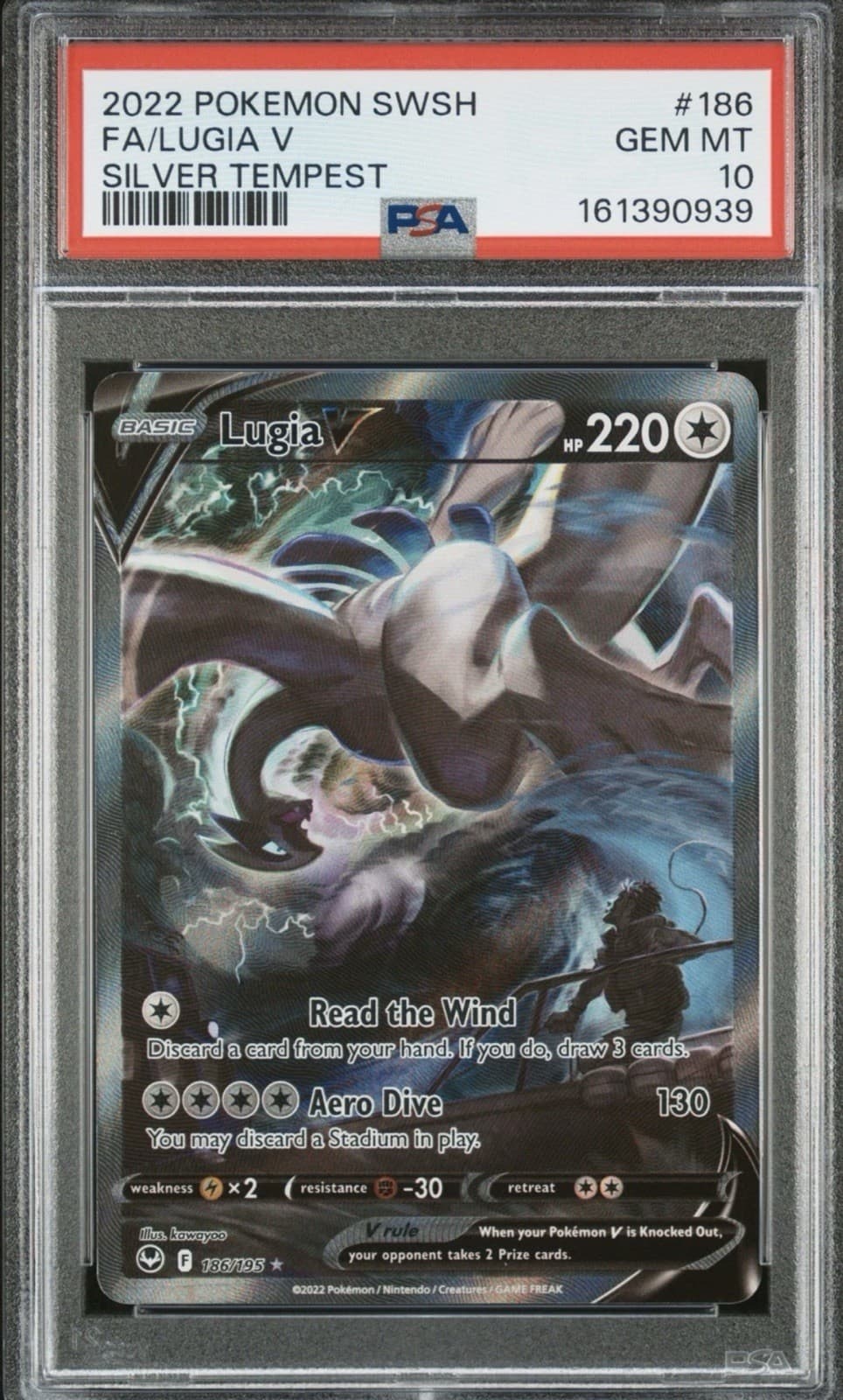 2022 POKEMON SWORD & SHIELD SILVER TEMPEST #186 FULL ART/LUGIA V PSA 10