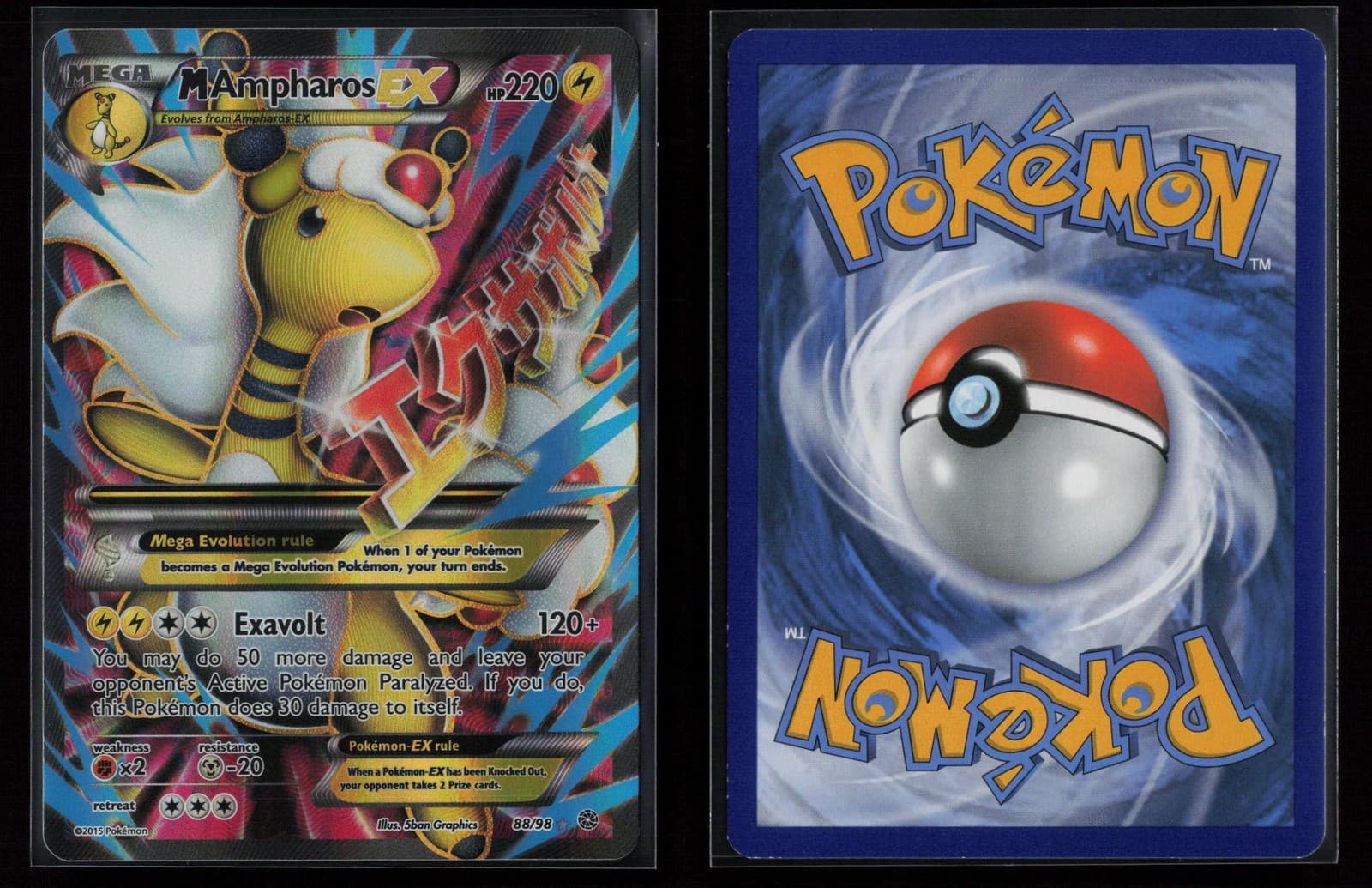 M Ampharos EX 88/98 Pokemon Ancient Origins Ultra Rare Moderately Played
