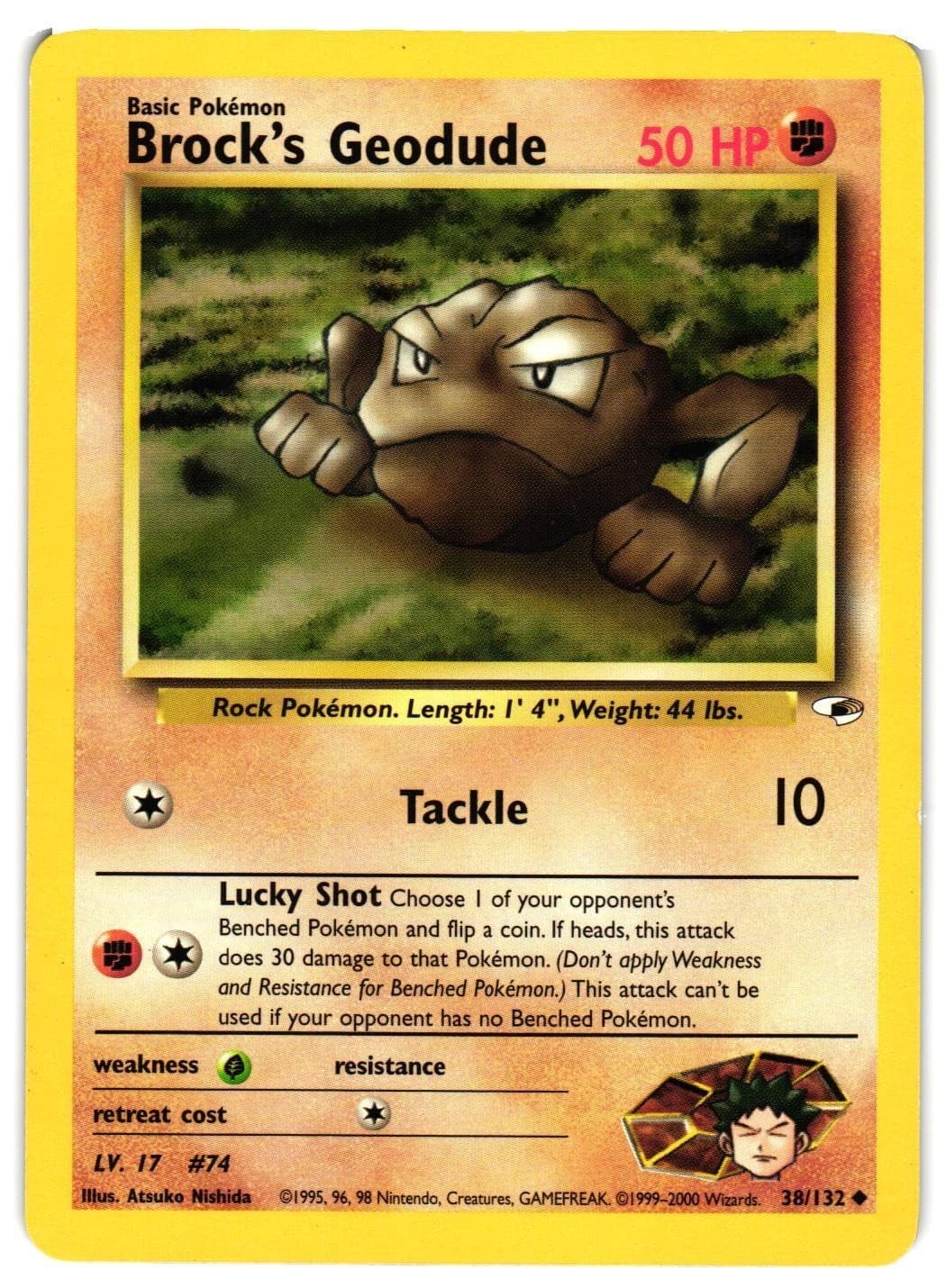Pokemon TCG Brock's Geodude 38/132 Uncommon Gym Heroes Unlimited LP