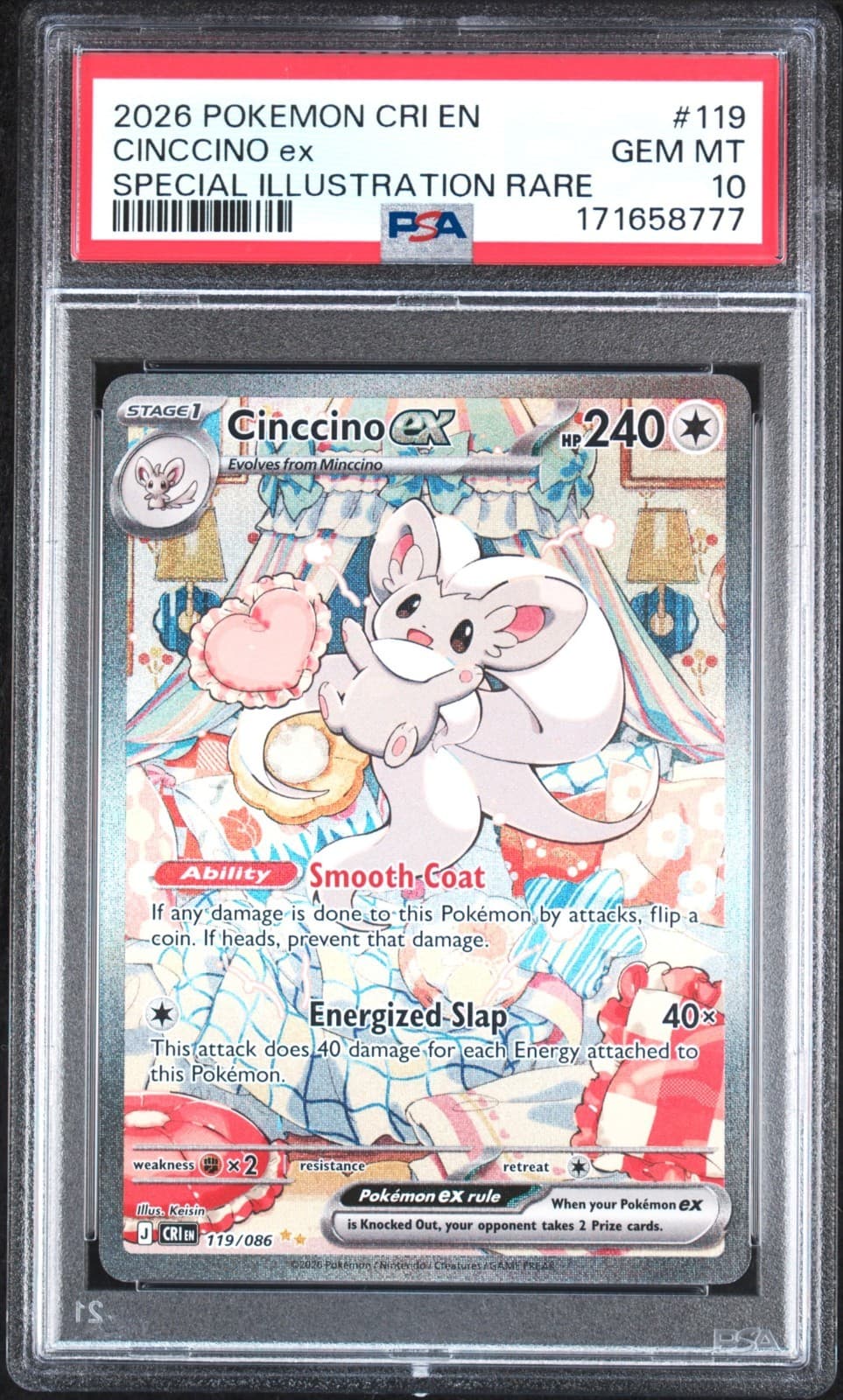 Pokemon 2026 Cinccino ex 119/086 SIR Chaos Rising GEM MINT PSA 10
