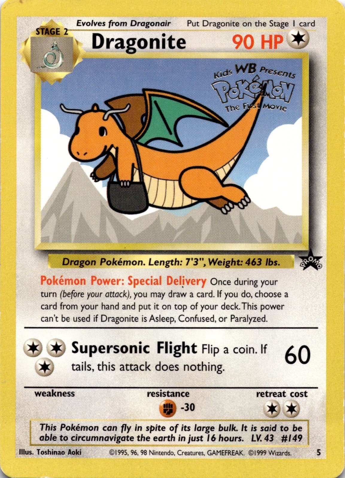 Dragonite 5 Promo Wizards Black Star Promos Pokemon Moderately Played