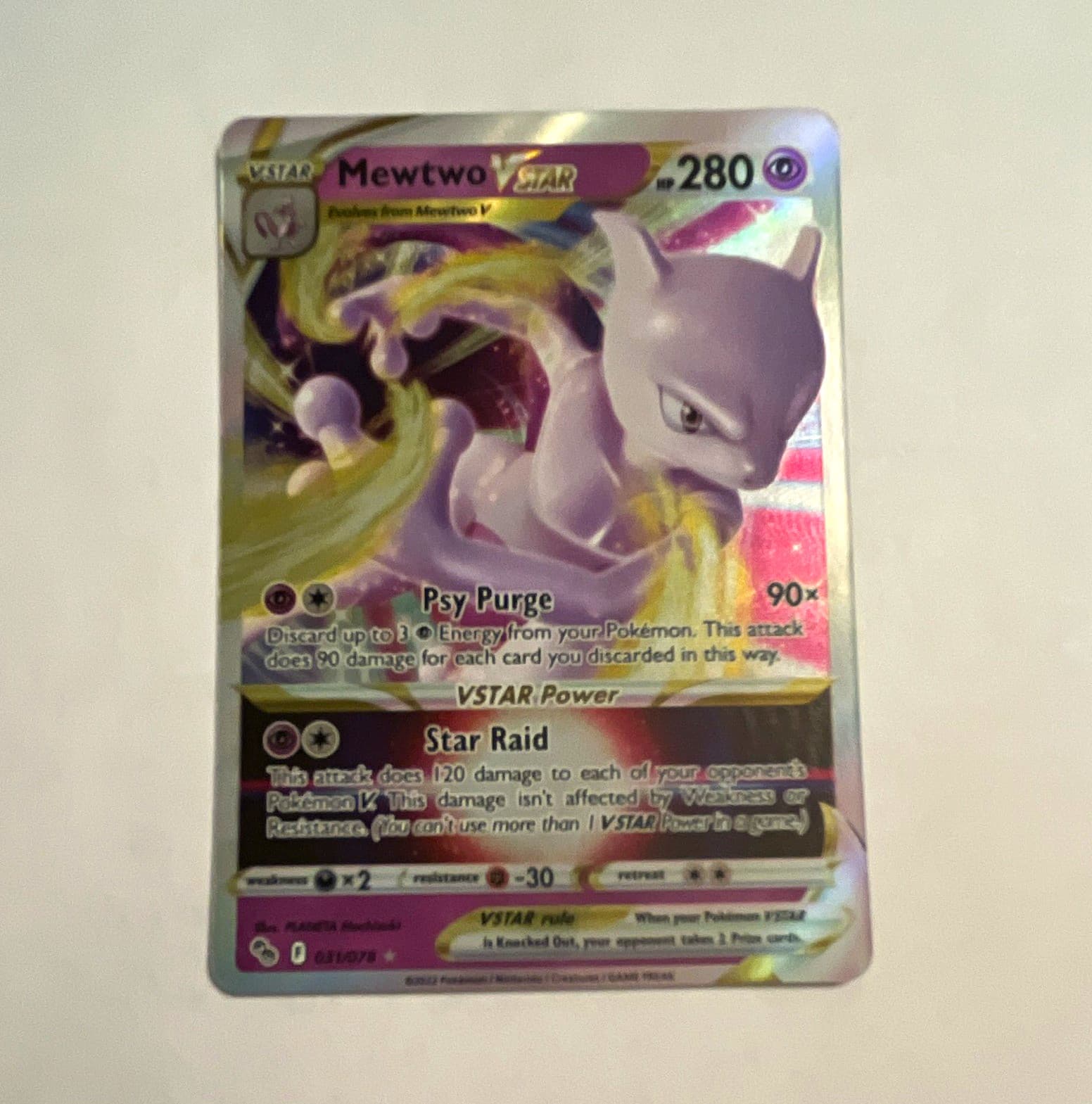 Pokemon TCG Mewtwo VSTAR 031/078 Pokemon GO Holo Ultra Rare ENG 280HP Psychic