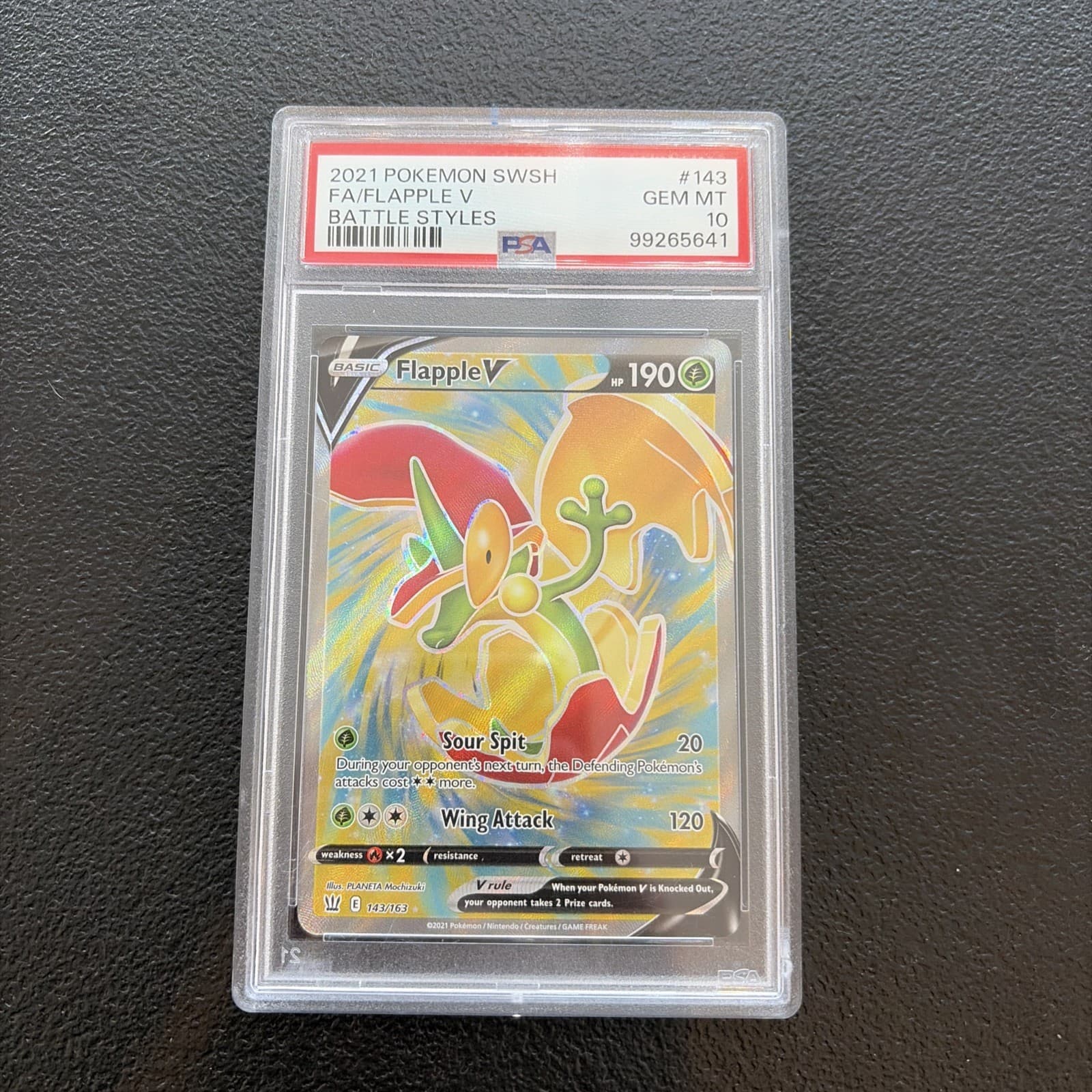 2021 POKEMON SWORD & SHIELD BATTLE STYLES #143 FULL ART/FLAPPLE V PSA 10