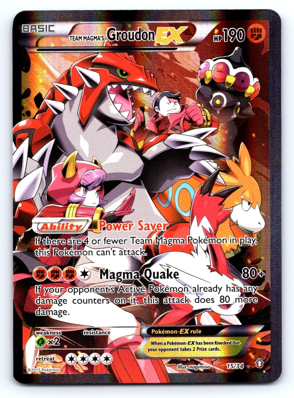 Team Magma's Groudon EX 15/34 Ultra Rare Double Crisis Pokemon Holo Near Mint