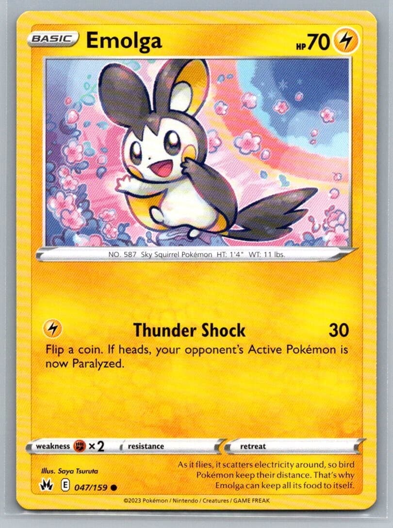 Emolga 47/159 Crown Zenith Common Pokémon TCG 2023