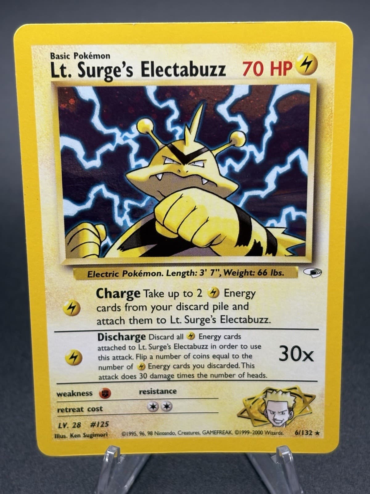 Pokémon TCG WOTC Lt. Surge's Electabuzz Gym Heroes Holo Rare 6/132 English