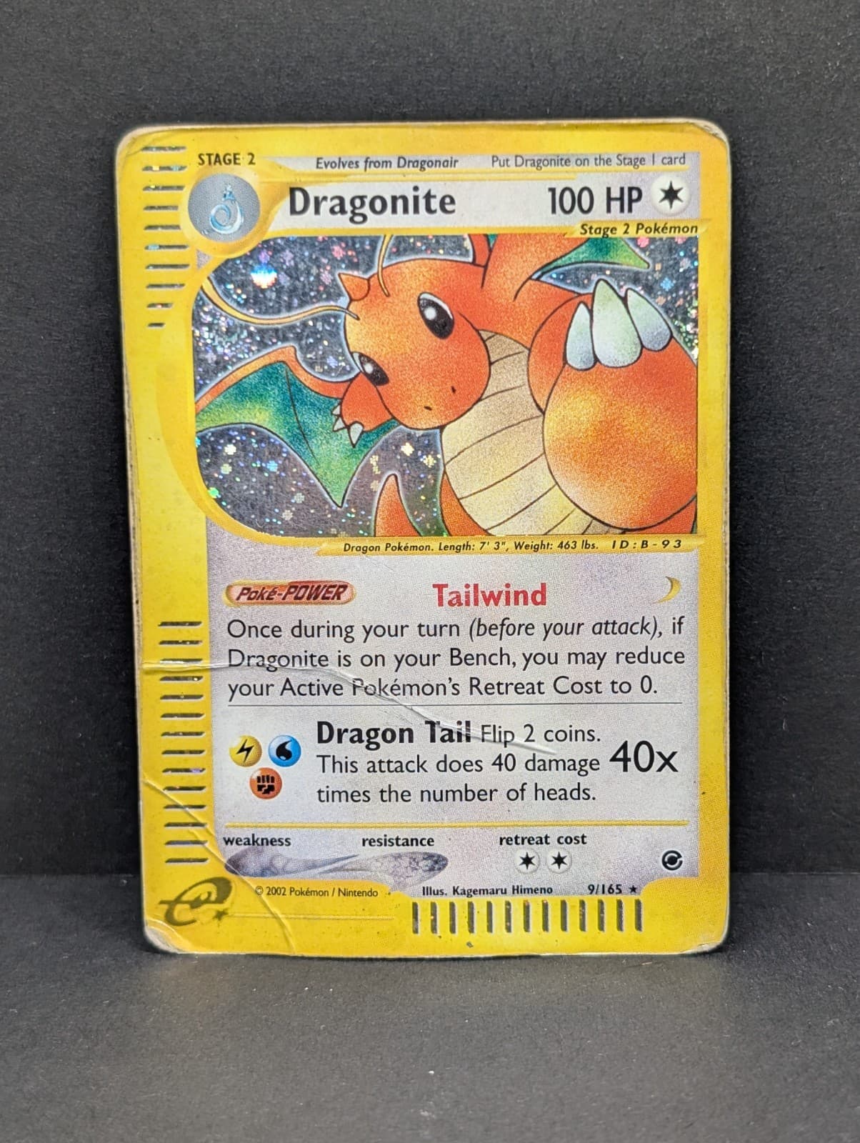 Dragonite 009/165 Expedition Base Set Holo Rare Vintage Pokemon TCG WOTC inked