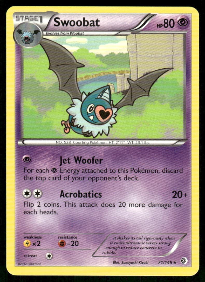 Swoobat 71/149 Rare Boundaries Crossed Pokemon Lightly Played
