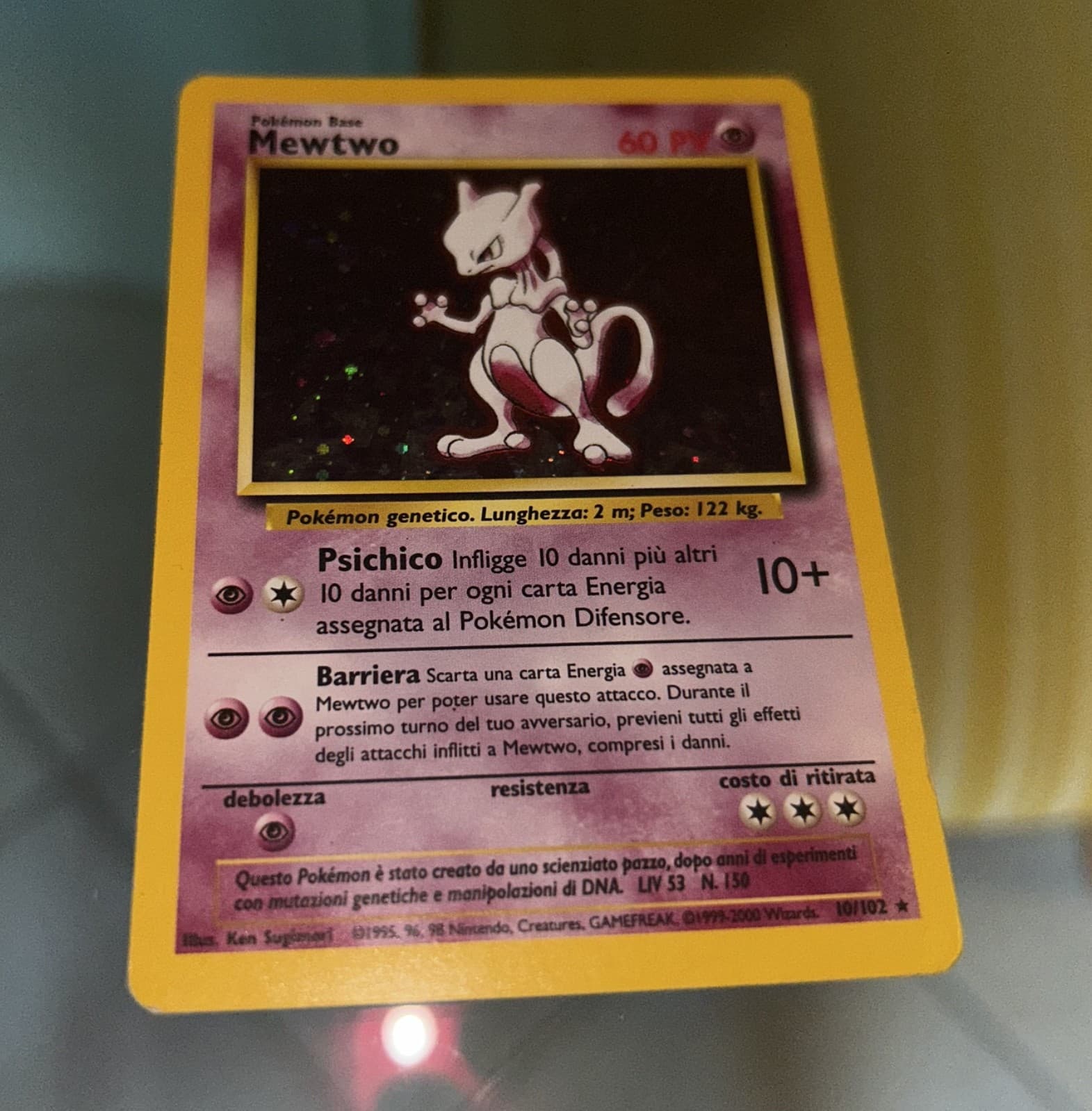 Mewtwo 10/102 Holo Base Set ITA - carta Pokémon originale