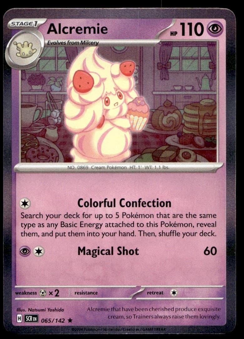 Alcremie 65/142 Pokemon Card Stellar Crown Rare 110 HP Holo Near Mint WX