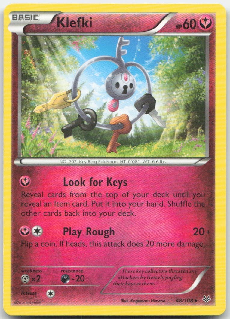 Klefki 48/108 Rare Roaring Skies Pokemon Moderately Played