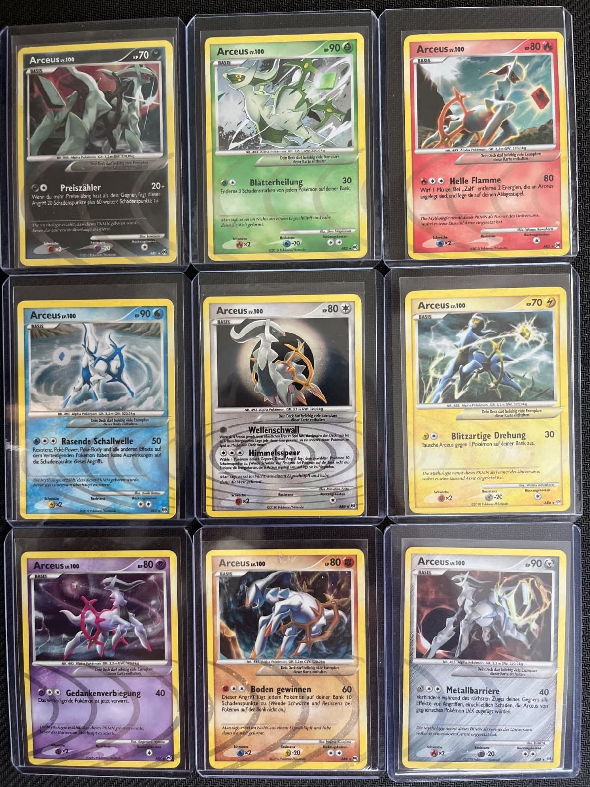 Pokémon Platinum Arceus AR1–AR9 holo Komplettset deutsch exc/nm