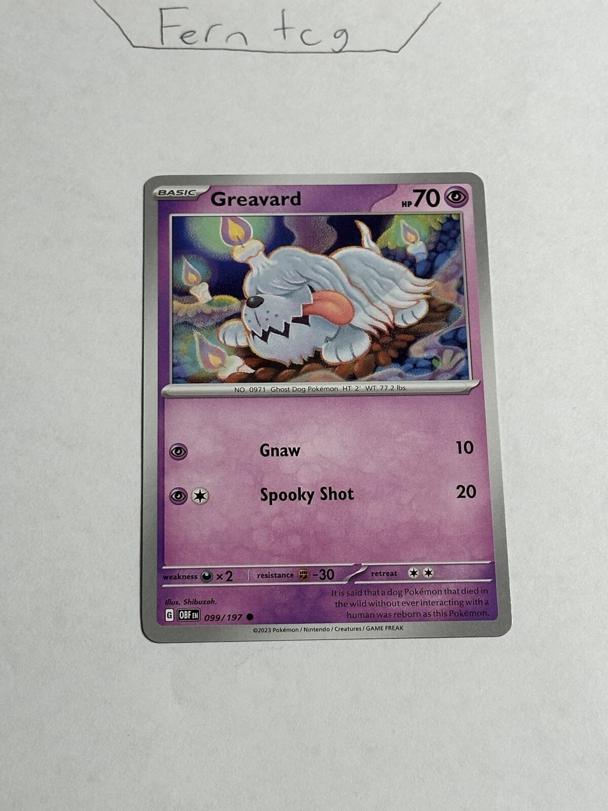 Pokemon Greavard 99 Common NM Obsidian Flames Ships Same Day!