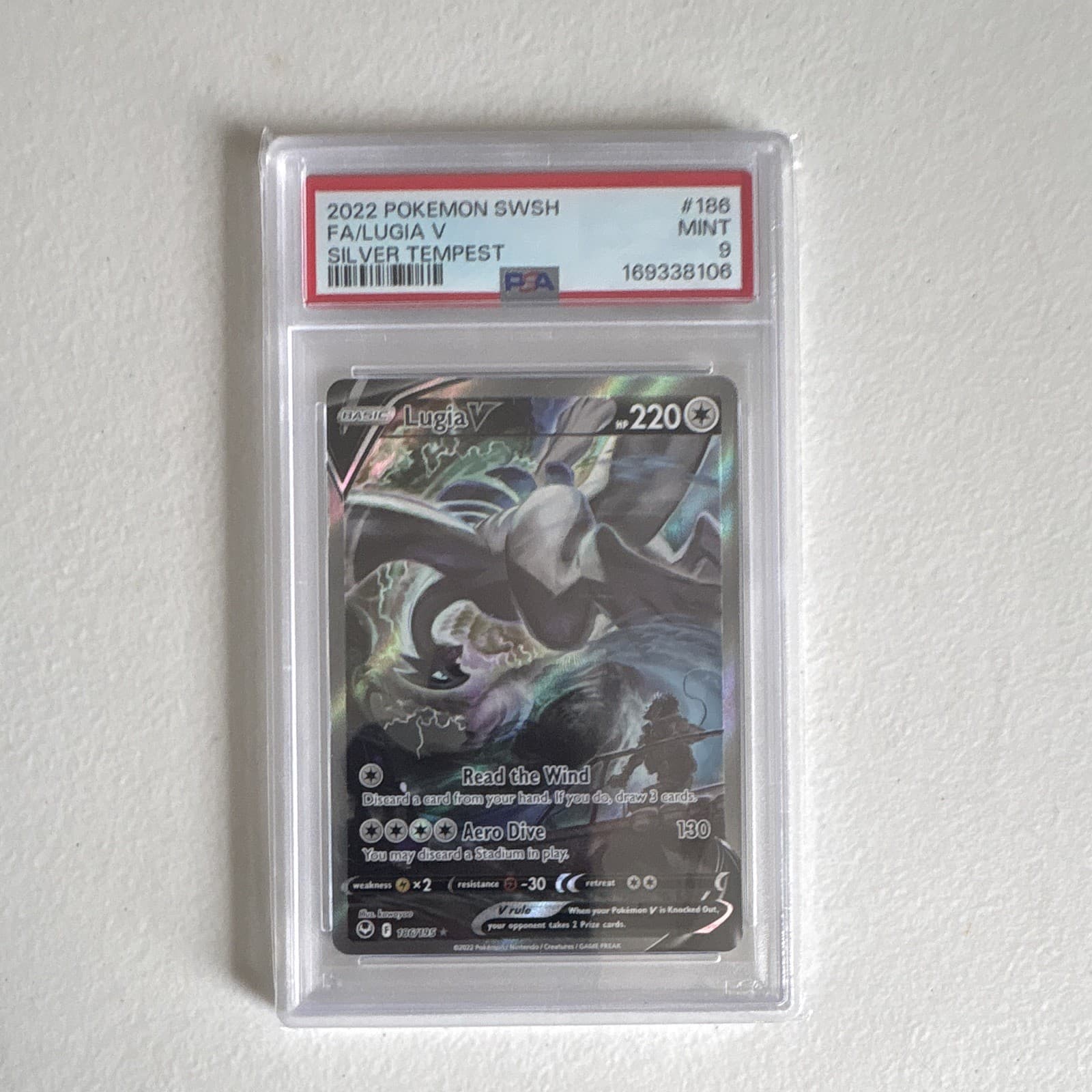 Pokemon PSA 9 2022 Lugia V 186/195 Silver Tempest Alt Full Art Holo