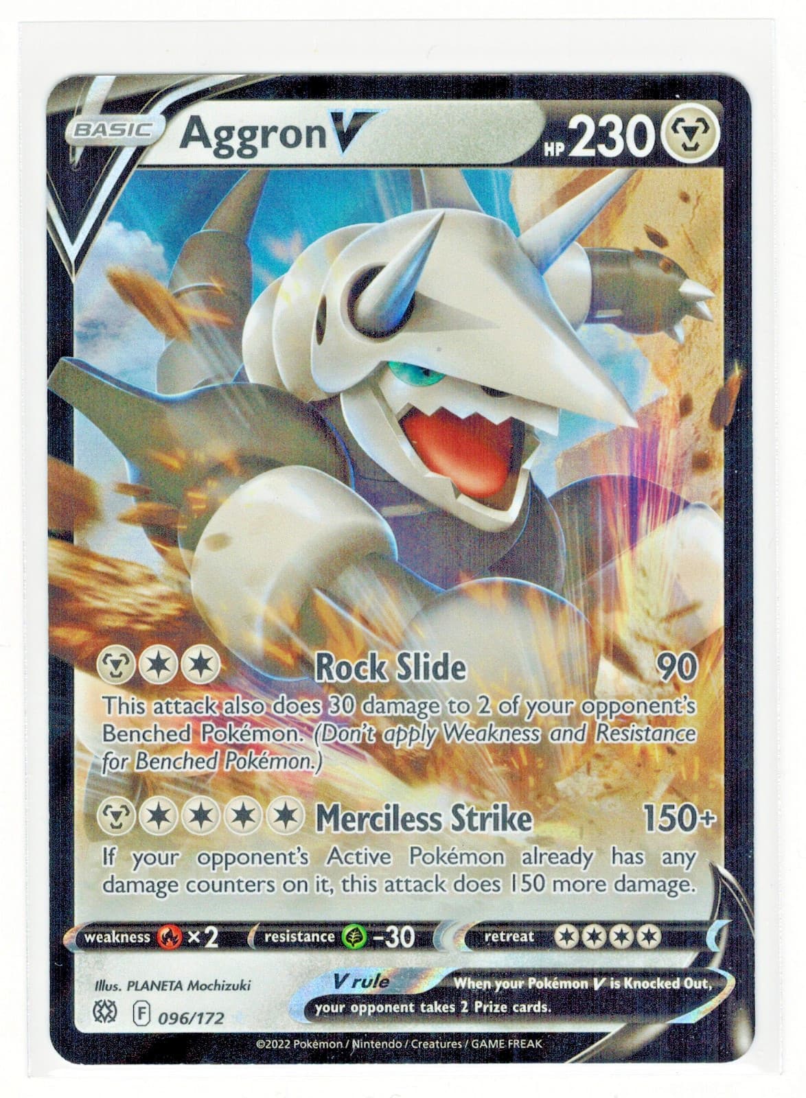 Aggron V 96/172 Holo Ultra Rare Brilliant Stars Pokemon TCG NM