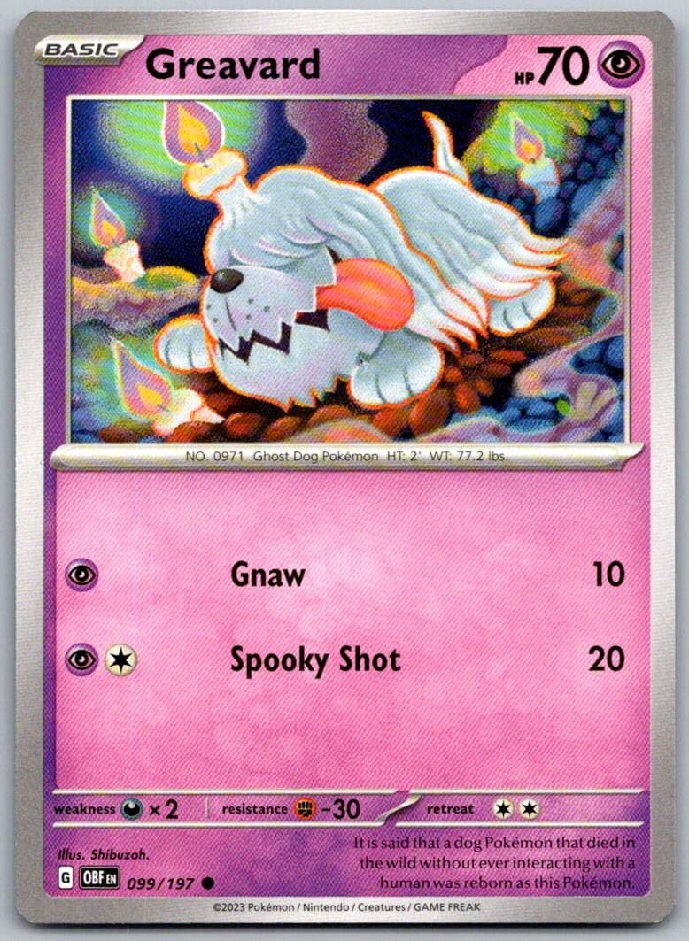 Greavard Obsidian Flames 099/197 Common PokéMon — English Near Mint