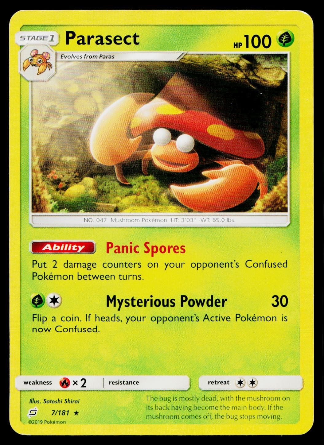 Parasect 7/181 Rare Team Up Pokemon Moderately Played