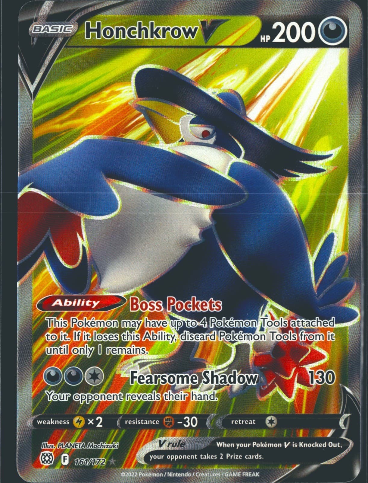 Honchkrow V 161/172 Ultra Rare Brilliant Stars Pokemon Holo Near Mint