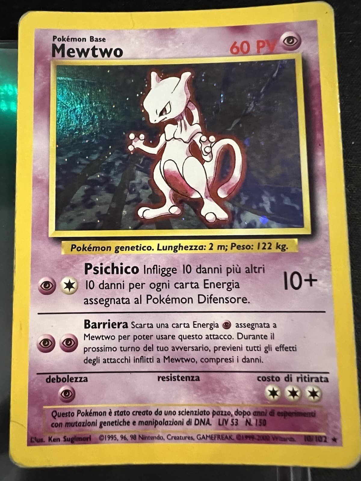 Wizards Pokémon Base Set Mewtwo Holo 10/102 ITA 60 PV 1999