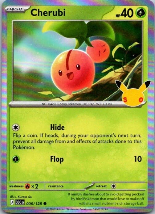 Cherubi 006/128 Holo Common ME: 30th Celebration Pokemon Near Mint