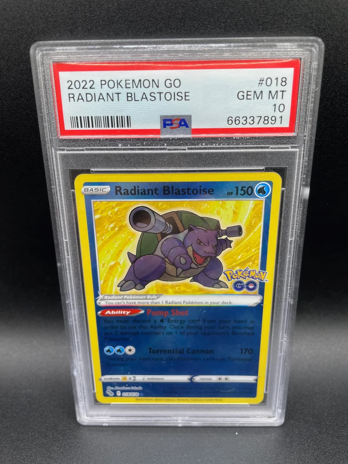 2022 Pokemon Go Radiant Blastoise PSA 10 #018