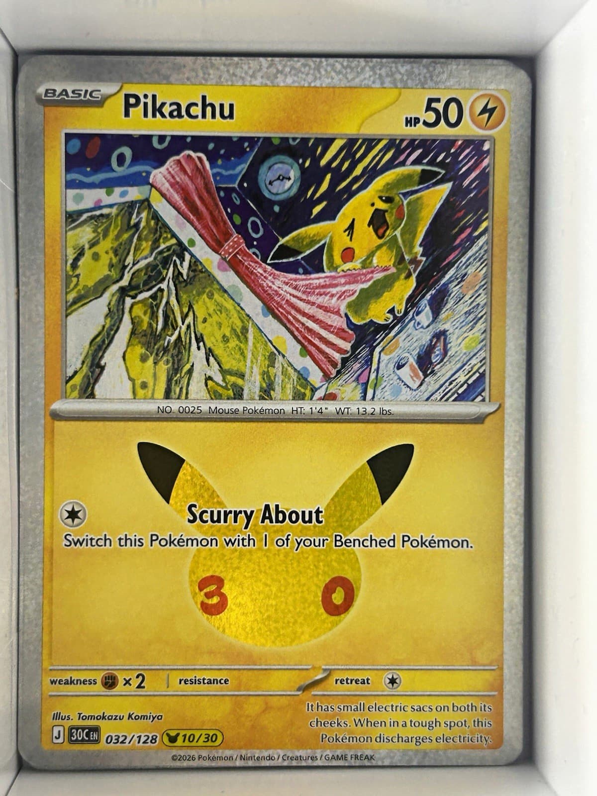 Pokemon TCG Pikachu 32/128 30th Celebration NM