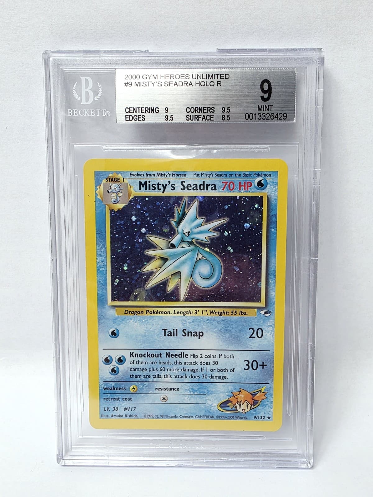 POKEMON GYM HEROES MISTY'S SEADRA HOLO #9 BGS 9 NICE!!!!!!