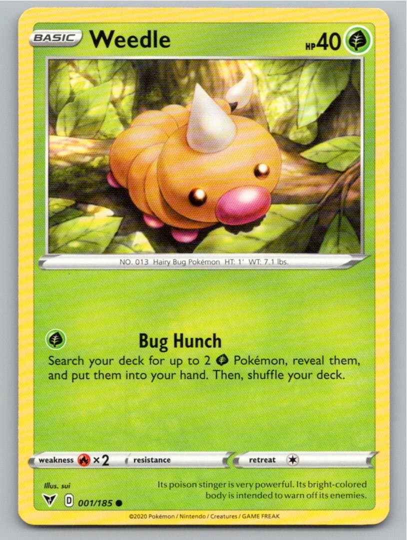 2020 POKEMON WEEDLE VIVID VOLTAGE 001/185 C NM A61933 FREE S&H