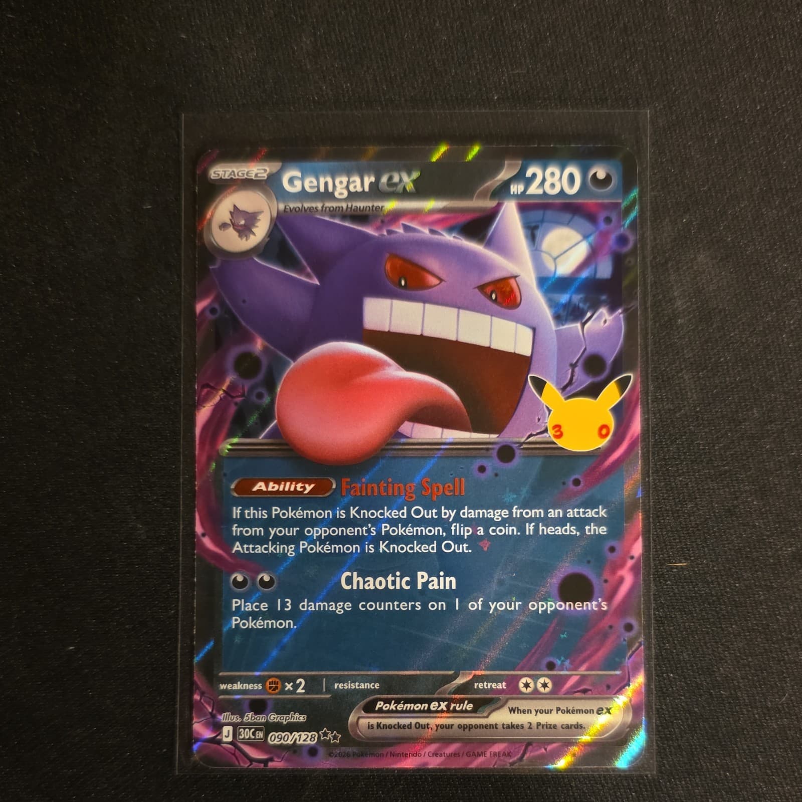2026 Pokemon 30th Celebration Gengar ex 090/128 Holo NM