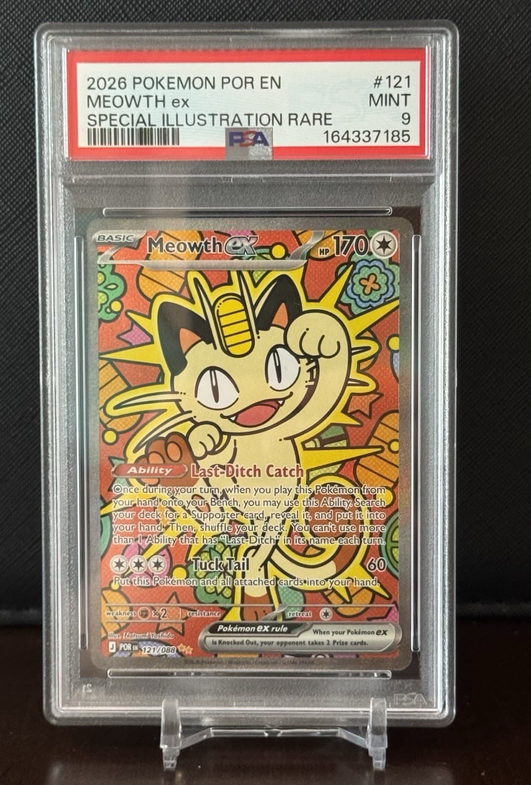Meowth ex #121 Special Illustration Rare PSA 9