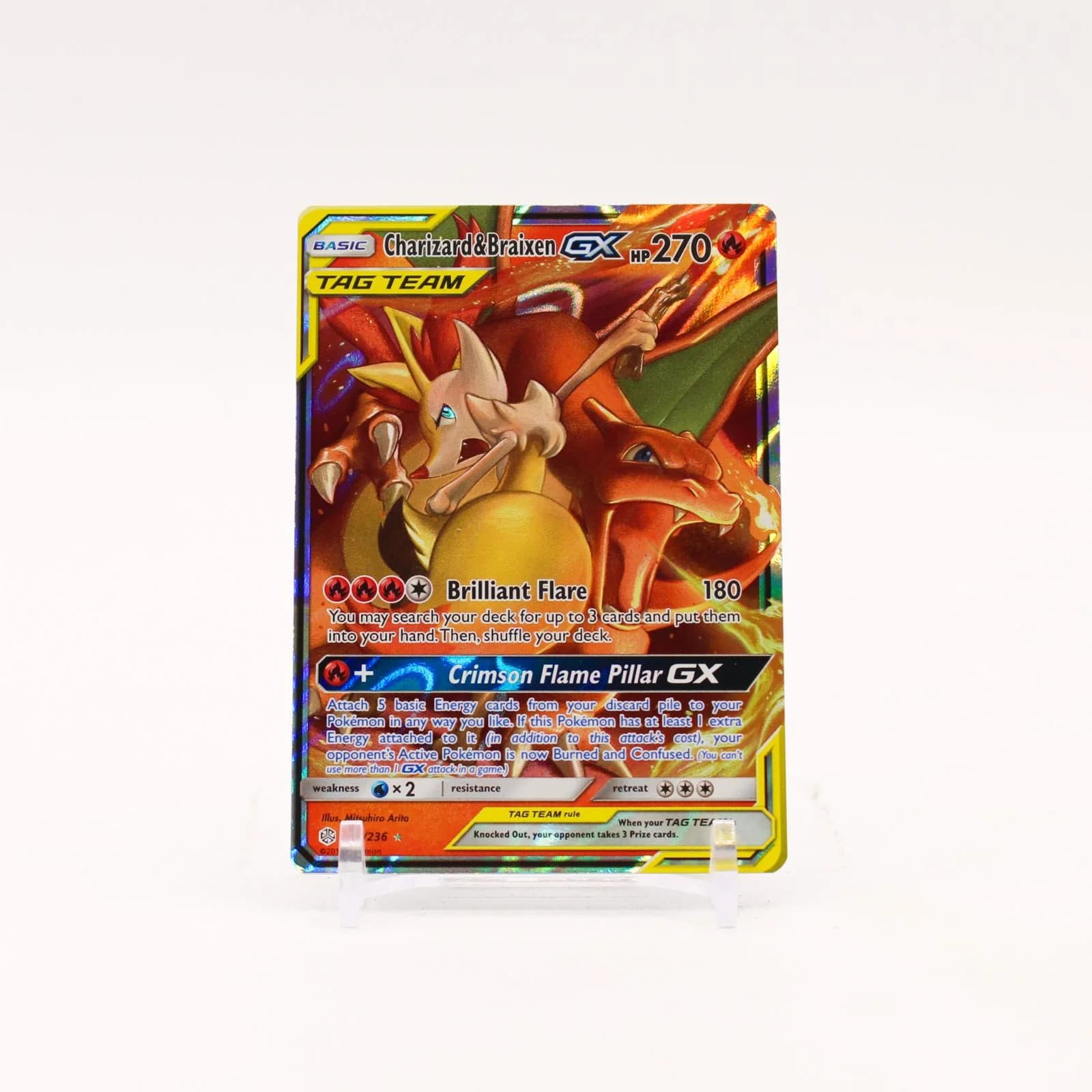 Charizard & Braixen GX - 22/236 Cosmic Eclipse Holo Ultra Rare Pokemon - NM