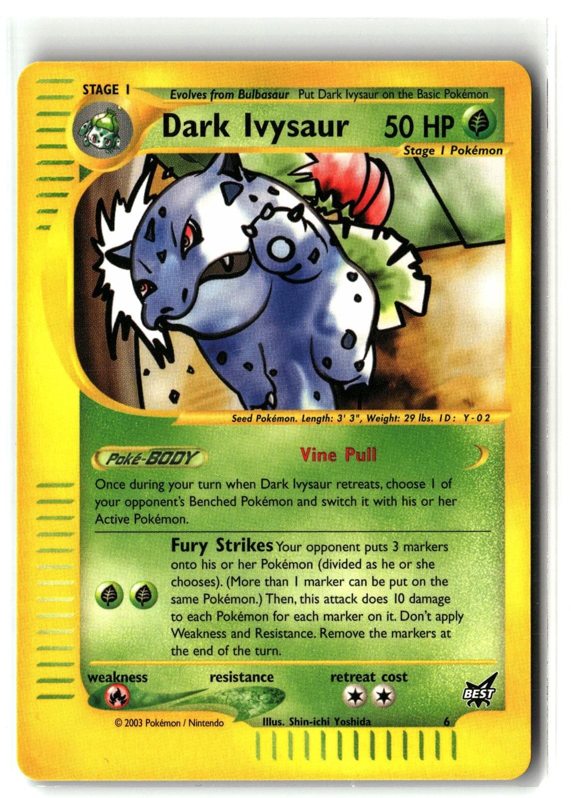 2002 Dark Ivysaur ⭐️ 6/9 Promo Best of Game Pokemon Mint Front/NM Back
