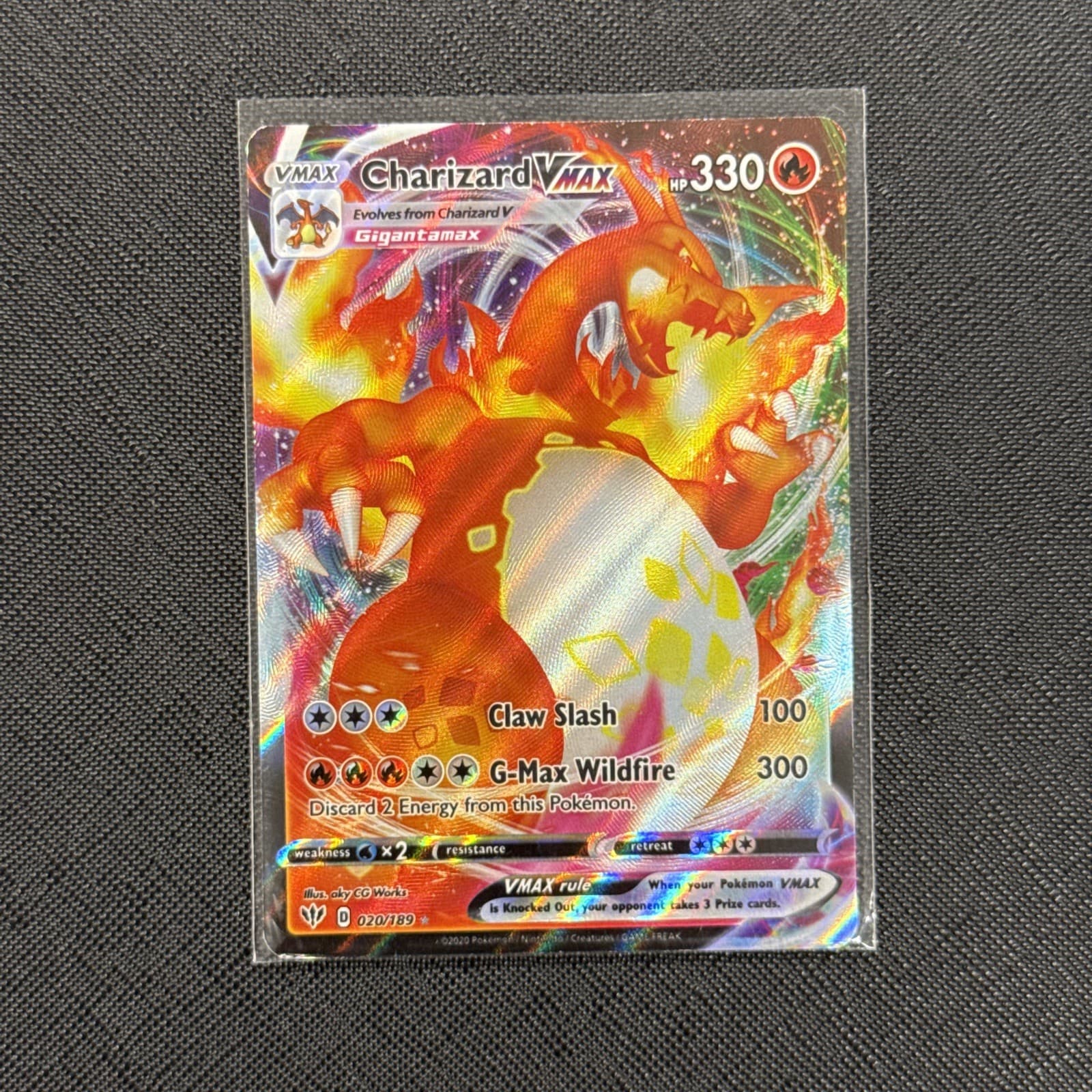 Pokemon Darkness Ablaze Charizard VMAX Ultra Rare Card 20/189. Pk004054