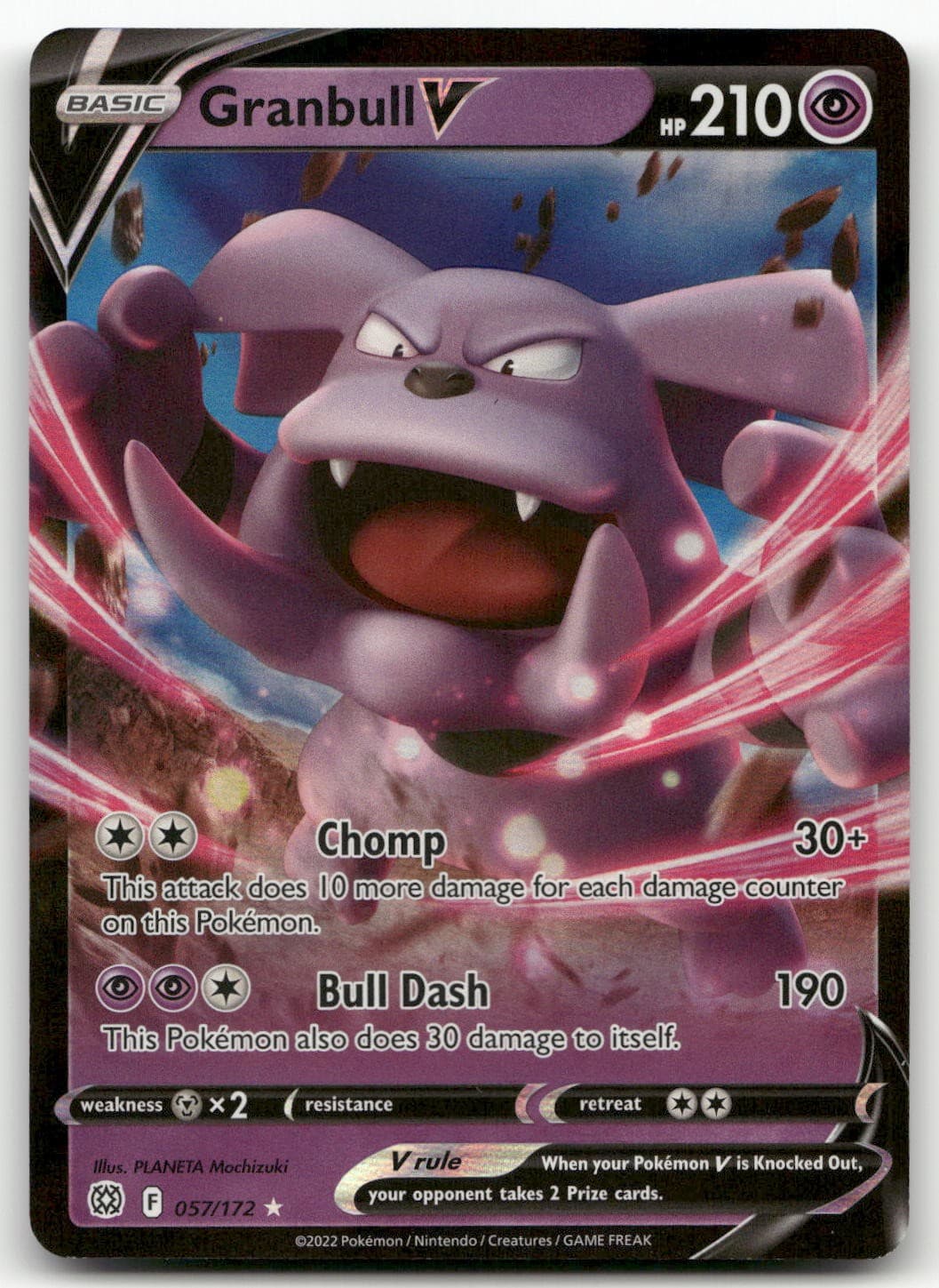 Granbull V #57/172 (Holo) (LP) SWSH09: Brilliant Stars SWSH09 Pokemon