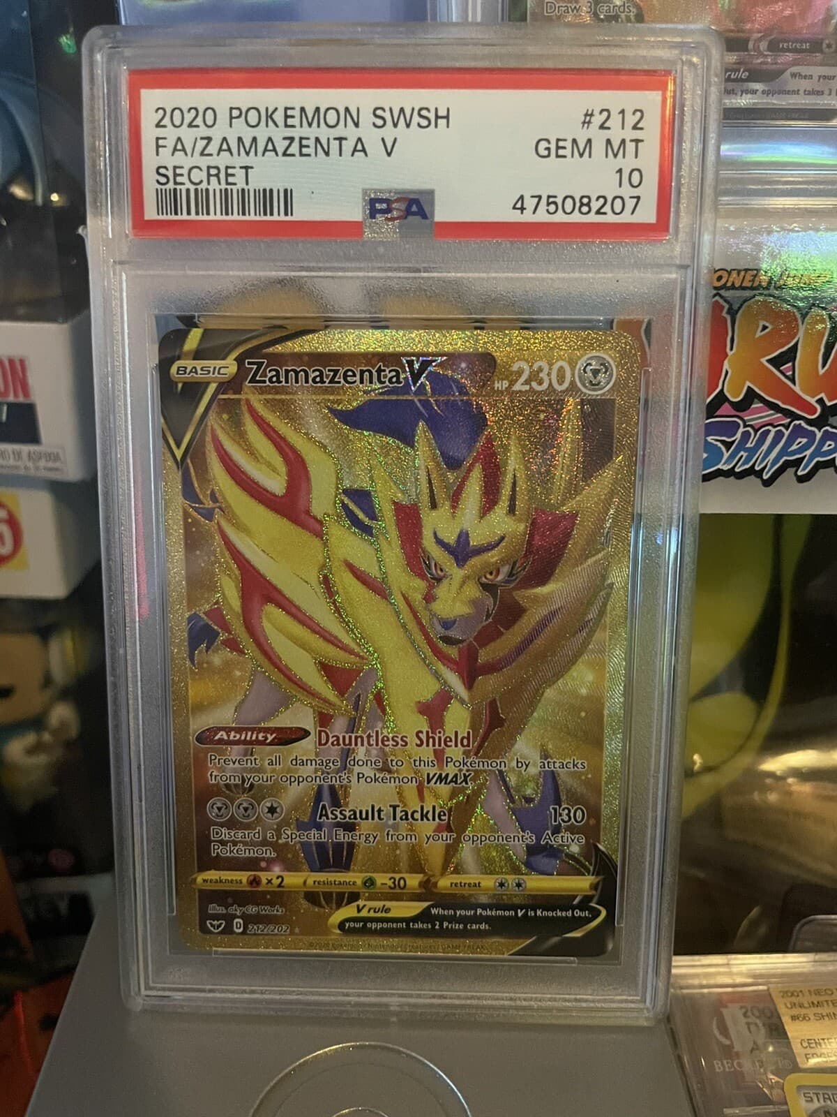 Pokémon TCG Zamazenta V Sword & Shield Base Set 212/202 Holo Secret Rare PSA 10