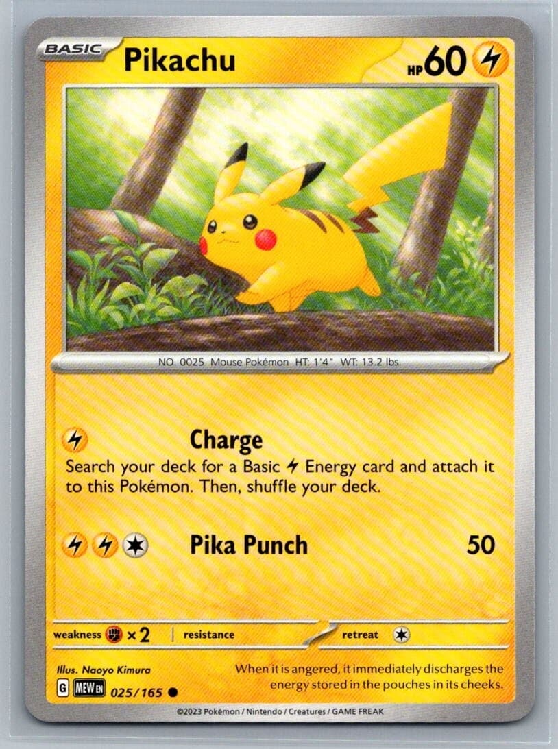 Pikachu 25/165 Scarlet & Violet 151 Common Pokémon TCG 2023