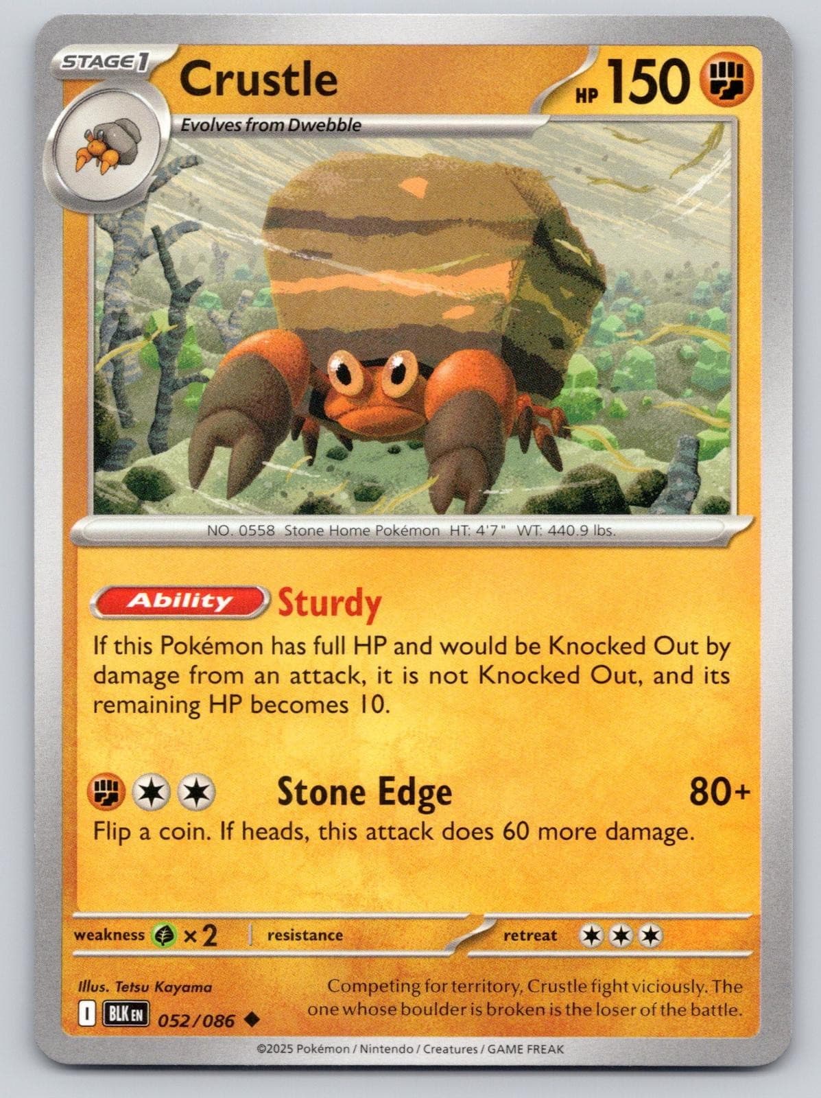 NM Crustle 052/086 Uncommon Black Bolt Pokemon 2025