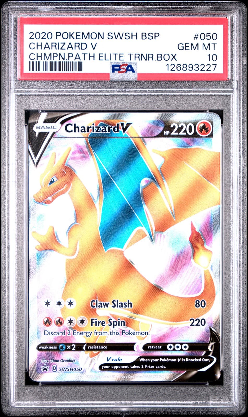 Charizard V 2020 SWSH BSP #050 PSA 10 Champion's Path ETB Promo #SWSH050