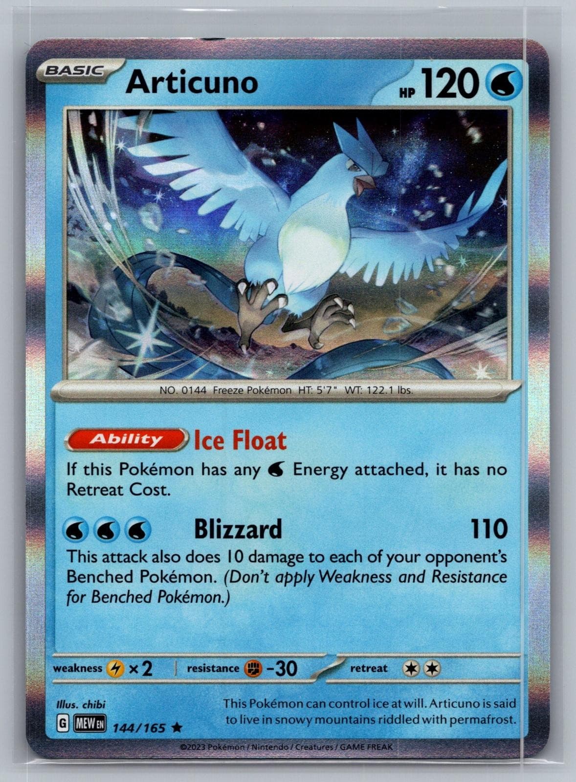 Articuno 144/165 Rare 151 Pokemon Holo Near Mint