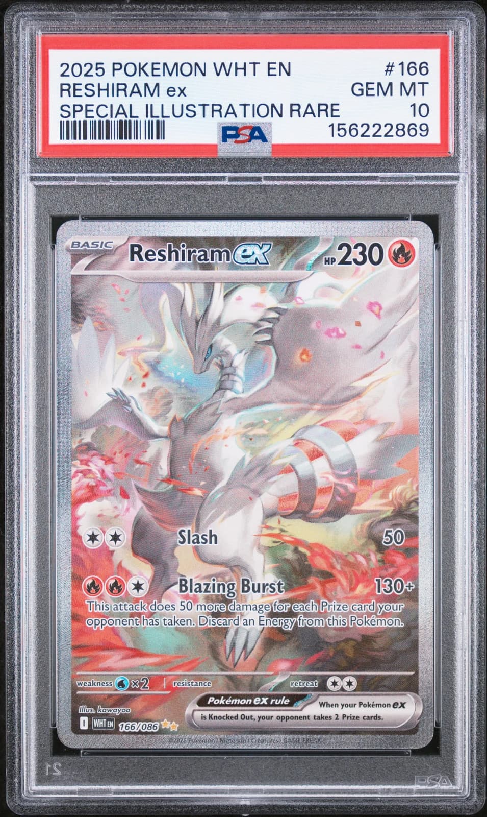 2025 Pokemon WHT EN-White Flare Reshiram EX PSA 10 #166
