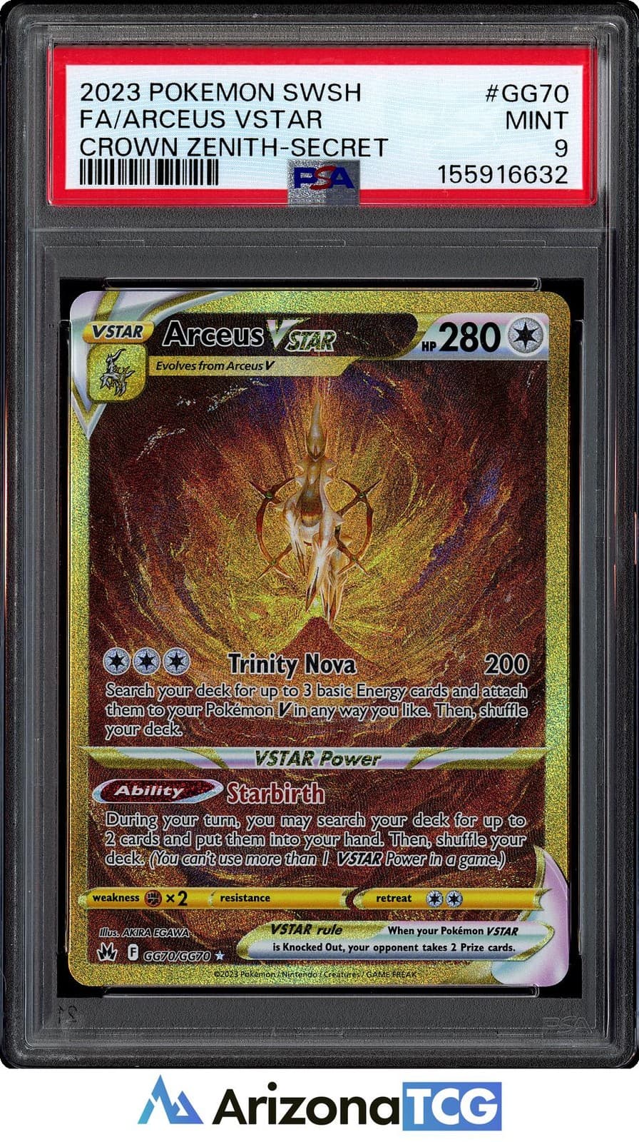 Pokemon 2023 Arceus VSTAR GG70/GG70 Full Art Secret Rare Crown Zenith PSA 9