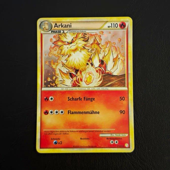 Arkani Pokémon TCG 1/123 Heartgold & Soulsilver Rare Deutsch Phase 1 KP 110