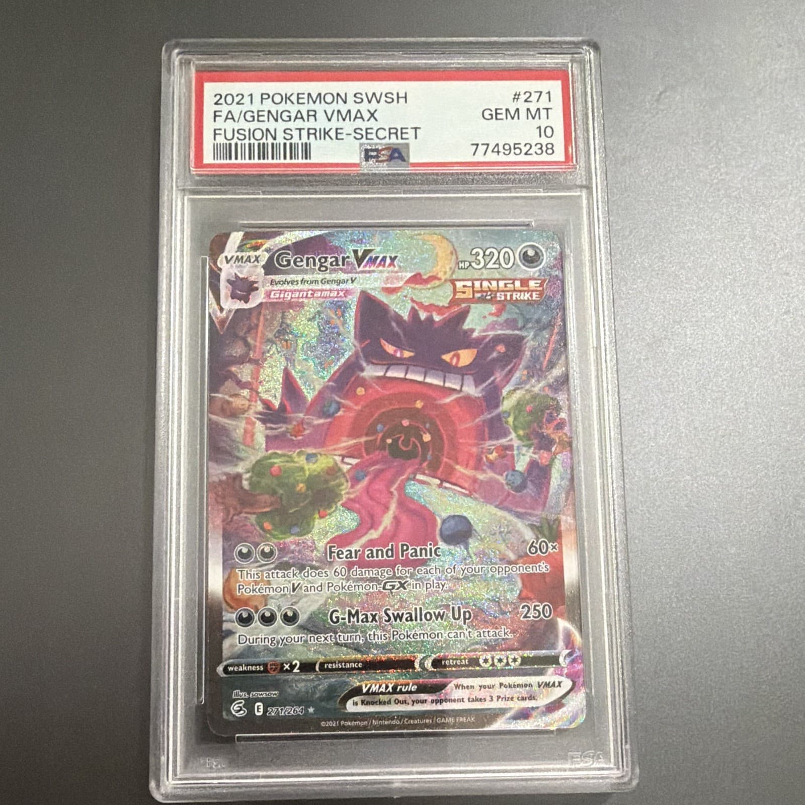 The Pokémon Company Gengar VMAX PSA 10 Secret Rare Alt Art 271/264 Holo 2021
