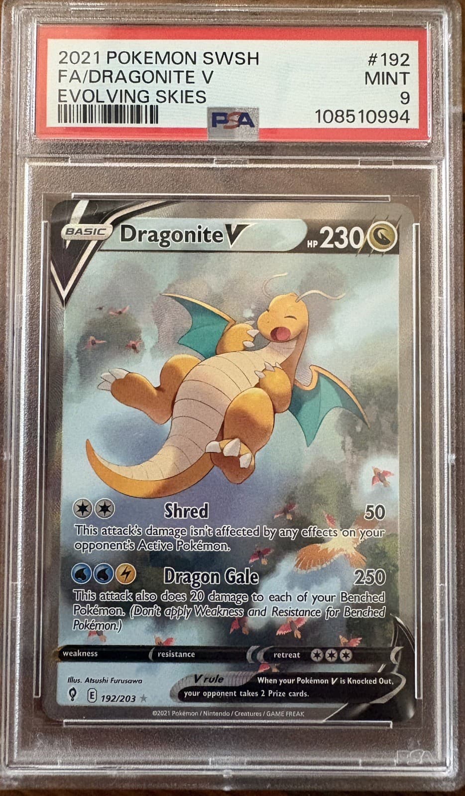 Pokémon TCG Evolving Skies Dragonite V Alt Art 192/203 Ultra Rare PSA 9