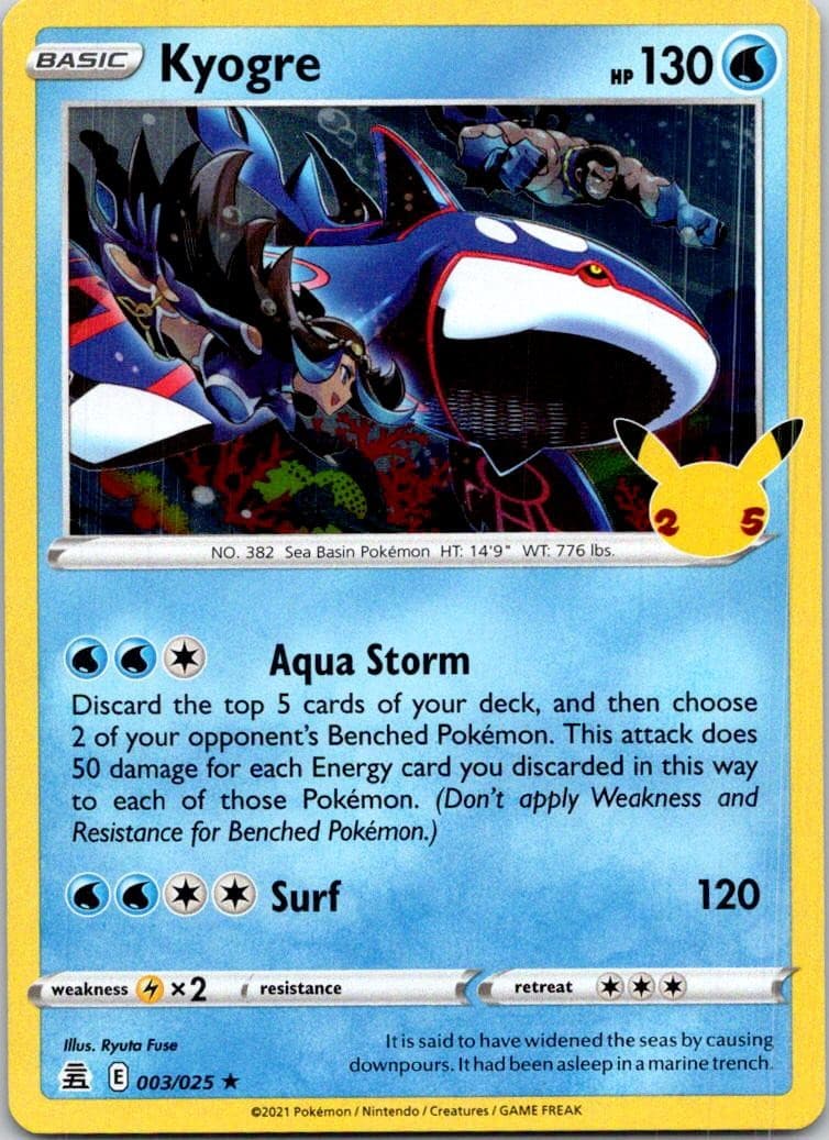 Kyogre 003/025 Rare Celebrations Pokemon Holo Near Mint
