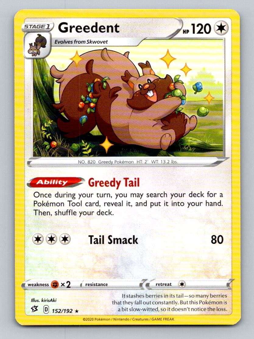 Pokemon Greedent SWSH02: Rebel Clash 152/192 Near Mint NM