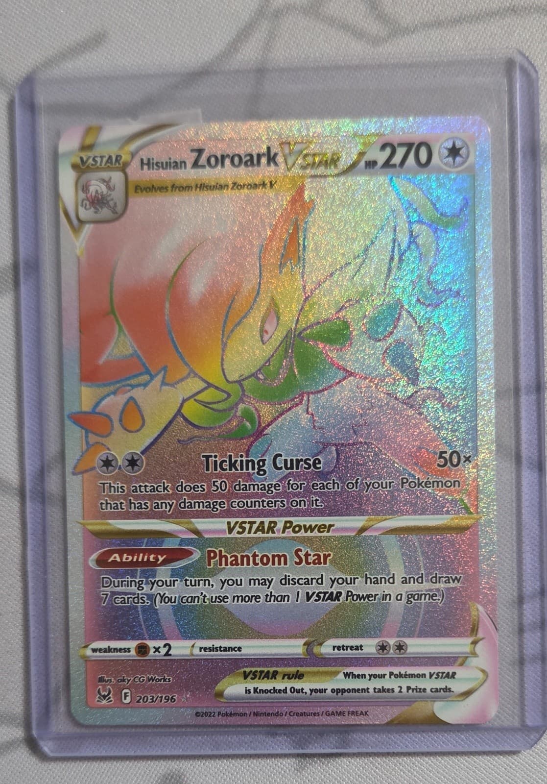 Hisuian Zoroark VSTAR (Secret) 203/196 Swsh11: Lost Origin Holo - Mint ✅ 